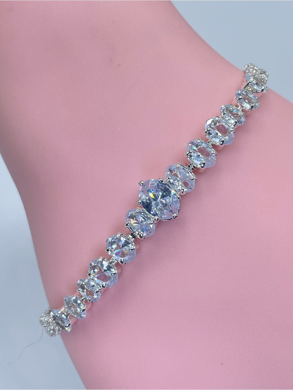 Swarovski Crystal Elements White Oval Cut Swarovski Elements Tennis Bracelet